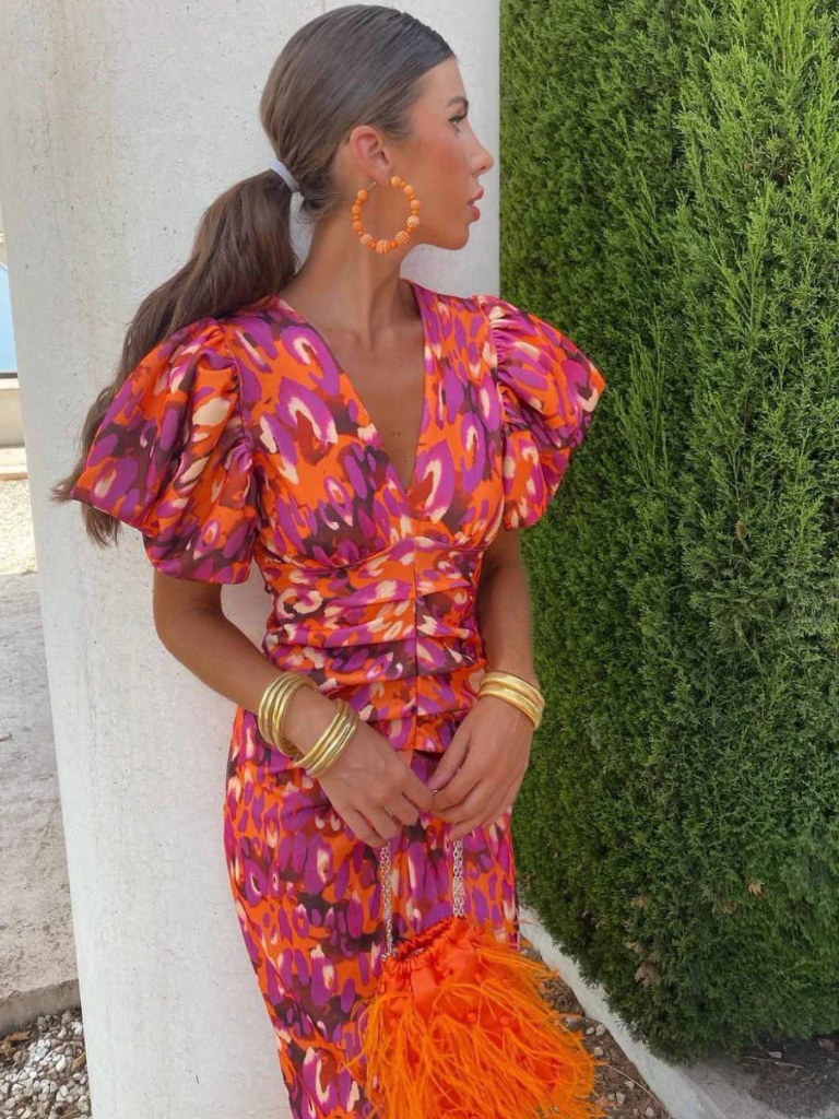 Sterre™ | Halflange Jurk met Levendige Plooien