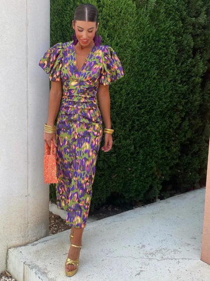 Sterre™ | Halflange Jurk met Levendige Plooien